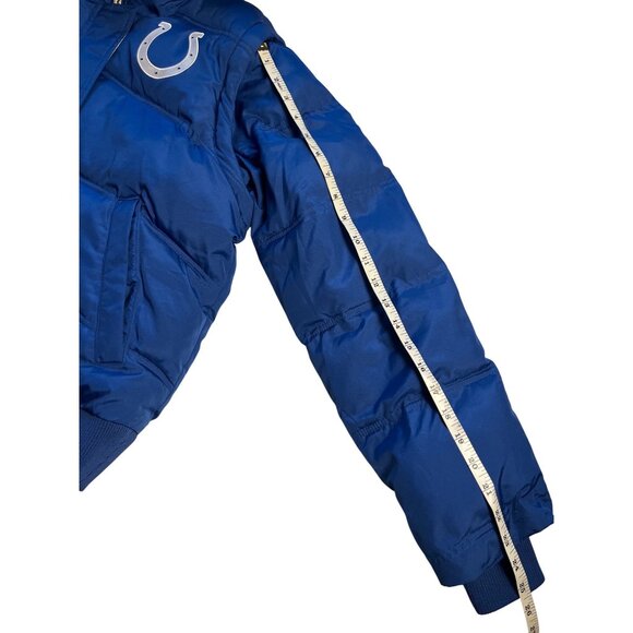 Reebok Colts Womens M Blue Puffer Jacket W/ Faux Fur Hood Convertible To Vest - Picture 15 of 15